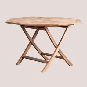 Mesa de jantar dobrável octogonal em madeira de teca (120 cm) - Sklum