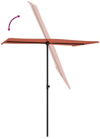 Guarda-sol de jardim c/ poste de alumínio 180x110 cm terracota