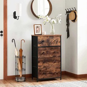 Cómoda com gavetas em tecido 56 x 30 x 89,3 cm Castanho Vintage-preto