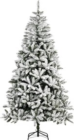 HOMCOM Árvore de Natal Artificial 225cm com Neve Ignífugo com 1300 Ramos Folhas de PVC e Base Dobrável Verde | Aosom Portugal