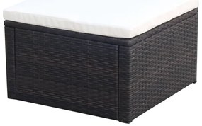 Banco apoio de pés/otomano em vime 53x53x30 cm castanho