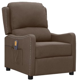 vidaXL Poltrona de massagens tecido cinza-acastanhado