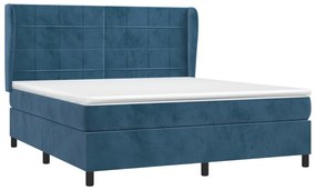 Cama com molas/colchão 160x200 cm veludo azul-escuro
