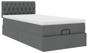Cama Otomana com colchão &amp; LEDs 80x200cm tecido cinza-escuro