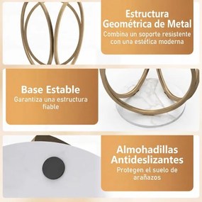 Mesa de centro redonda 60x60x61,5 cm moderna em vidro temperado com estrutura metálica em forma de anel  para sala de estar, escritório, casa e espaço