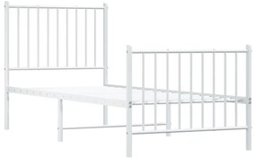 Estrutura de cama com cabeceira e pés 80x200 cm metal branco