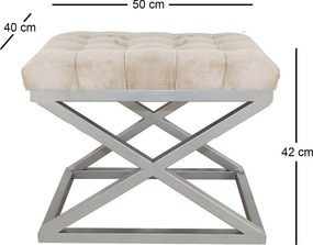 Pouffe Capraz – Silver Cream – 50x42x40 cm