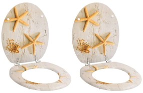 Assentos de sanita com tampas 2 pcs MDF estrela-do-mar
