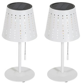 Conjunto de 2 candeeiros de mesa brancos com LED recarregável e solar regulável em 3 níveis - Ferre Design