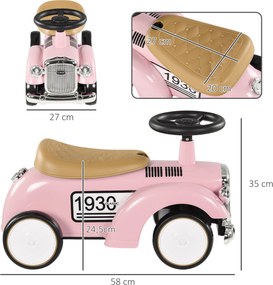 Carro Andador para Bebé de 12 a 36 Meses com Buzina Compartimento de Armazenamento e Volante  58x27x35 cm Rosa
