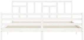 Estrutura de cama com cabeceira 200x200cm madeira maciça branco
