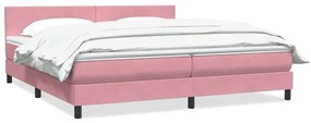 vidaXL Cama com molas colchão 200x210 cm veludo rosa