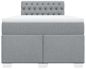 Cama boxspring com colchão 120x190 cm tecido cinzento-claro