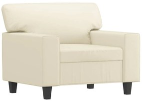 Poltrona com apoio de pés couro artificial 60 cm cor creme