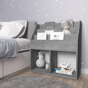 339524 vidaXL Suporte revistas infantil 71x30x78,5 cm aglom. cinzento cimento