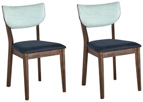 Conjunto de 2 cadeiras de jantar em madeira escura e azul MOKA Beliani