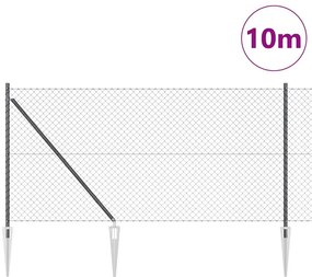 Conjunto de Postes de Cerca Cinzeto 1 x 10 m Aço Galvanizado
