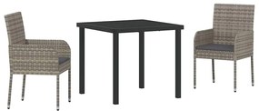 Conjunto de Jantar Jardim com Almofadas de 3 Peças em Rattan Sintético