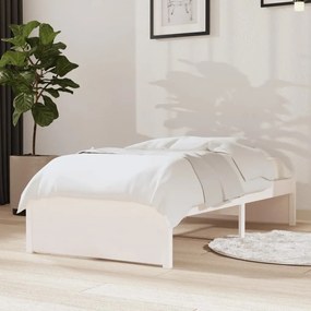 Estrutura cama pequena solteiro 75x190 cm madeira maciça branco