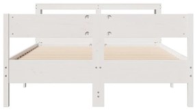 Cama sem colchão 150x200 cm madeira de pinho maciça branco