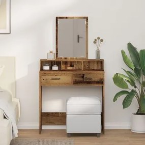 Mesa de Maquiagem vidaXL com Gavetas em Madeira Antiga 79x41x140 cm