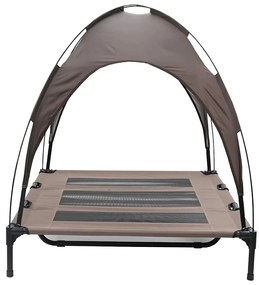 Cama Elevada para Cão com Teto Removível Castanho XL Aço