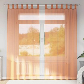 Cortinas de voile com laços 2 pcs terracota 140x225 cm