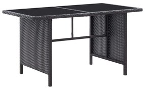 6 pcs conjunto lounge de jardim c/ almofadões vime PE preto