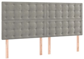 Cabeceira cama c/ luzes LED veludo 180x5x118/128cm cinza-claro