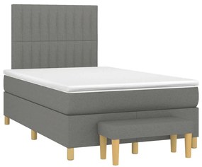 Cama boxspring com colchão 120x190 cm tecido cinzento-escuro