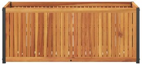 Vaso/floreira de jardim 110x45x44 cm acácia maciça e aço