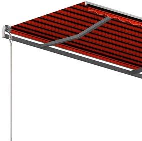 Toldo retrátil manual com postes 3,5x2,5 m laranja e castanho