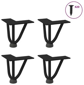 Pernas de grampo para mesa de centro 4 peças pretas 10 cm aço maciço