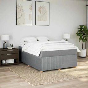 Cama com molas/colchão 160x200 cm tecido cinzento-claro