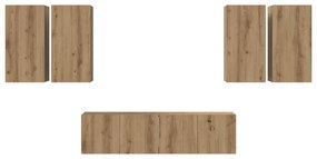 Conjunto de móvel de TV com prateleira 6 pcs carvalho artisiano