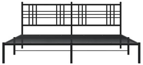 Estrutura de cama com cabeceira 200x200 cm metal preto