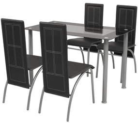 Conjunto de Jantar Dinner com 4 Cadeiras e 1 Mesa - Preto - Design Mod