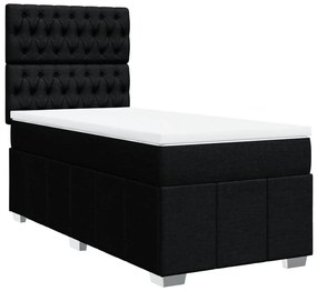 Cama com molas/colchão 100x200 cm tecido preto
