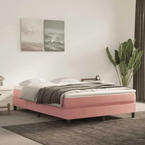 vidaXL Colchão de molas ensacadas 140x210x20 cm veludo rosa