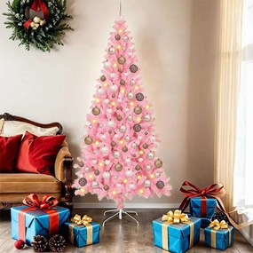 vidaXL Árvore de Natal com 300 LEDs com suporte Rosa 180 cm PVC