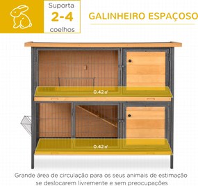 Coelheira de Madeira de 2 Níveis com Teto Asfáltico Rebatível e Rampa para Exterior 122x50x101 cm Madeira e Preto