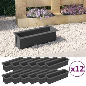 vidaXL Floreiras para paletes Euro 12 pcs 36x13,5x9,5 cm PP cinzento