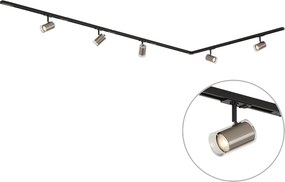 Sistema de Calha Monofásico Moderno Preto com 5 Focos Gunmetal - Iconic Lloyd