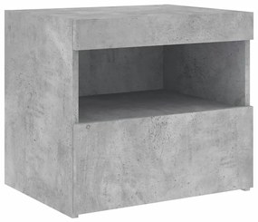 Mesa de cabeceira com luzes LED 50x40x45 cm cinzento-cimento
