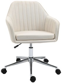 Vinsetto Cadeira de Escritório Cadeira de Secretária com Altura Regulável e Base Giratória para Escritório ou Estudo Suporta até 120 kg 61x59x86-96 cm Bege