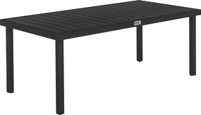 Outsunny Mesa de Jardim Retangular para 8 Pessoas com Bancada de Ripas e Estrutura de Alumínio 190x90x74 cm Preto | Aosom Portugal