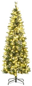 HOMCOM Árvore de Natal Artificial com 240 Luzes LED 618 Ramos Suporte de Aço e Formato Slim para Interior Ø68x180 cm Verde