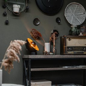 Candeeiro de mesa industrial preto com interior dourado - Magna Eglip