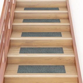 vidaXL Tapetes de escada adesivos retangulares 15 pcs 76x20 cm verde