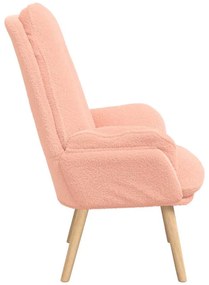 Poltrona Relaxante Rosa em Tecido Estilo Lã